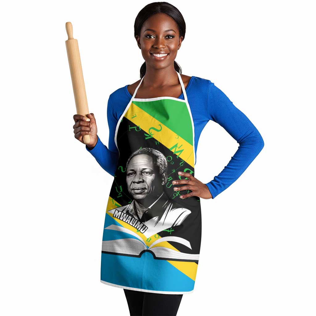 Julius Nyerere Apron Education is a Way of Fighting Poverty Quote and Tanzanian Flag Alphabet - Wonder Print Shop
