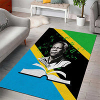 Julius Nyerere Area Rug Education is a Way of Fighting Poverty Quote and Tanzanian Flag Alphabet - Wonder Print Shop