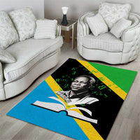 Julius Nyerere Area Rug Education is a Way of Fighting Poverty Quote and Tanzanian Flag Alphabet - Wonder Print Shop