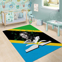 Julius Nyerere Area Rug Education is a Way of Fighting Poverty Quote and Tanzanian Flag Alphabet - Wonder Print Shop