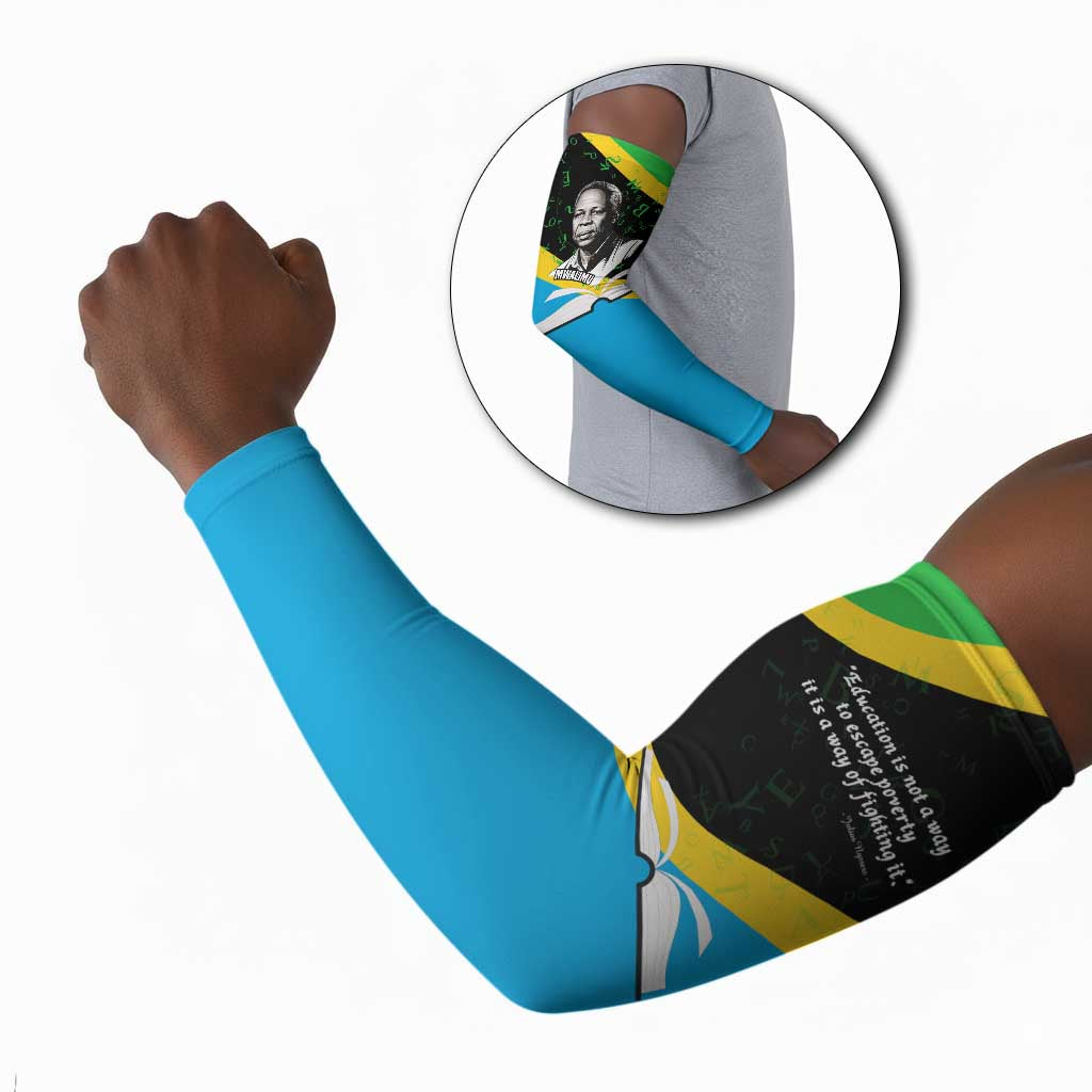 Julius Nyerere Arm Sleeves Education is a Way of Fighting Poverty Quote and Tanzanian Flag Alphabet - Wonder Print Shop