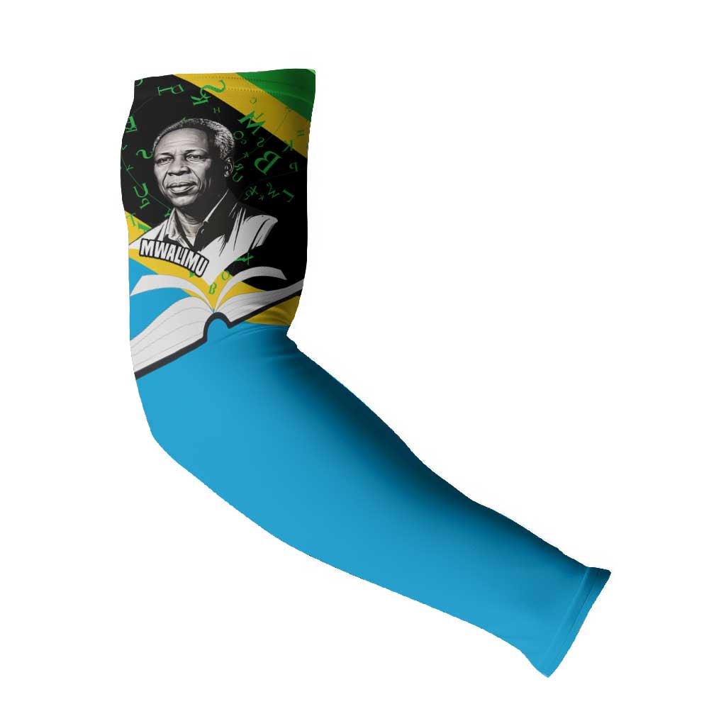 Julius Nyerere Arm Sleeves Education is a Way of Fighting Poverty Quote and Tanzanian Flag Alphabet - Wonder Print Shop