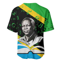 Julius Nyerere Baseball Jersey Education is a Way of Fighting Poverty Quote and Tanzanian Flag Alphabet - Wonder Print Shop