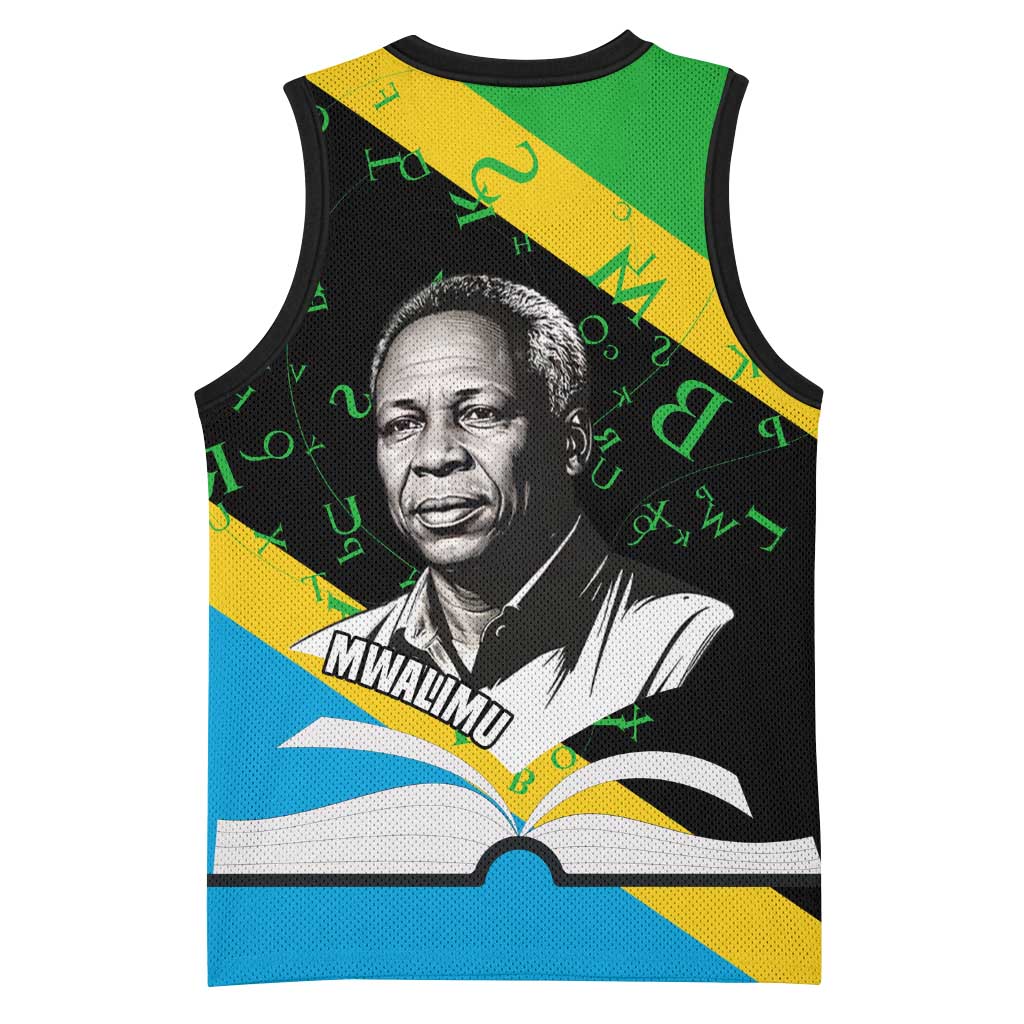 Julius Nyerere Basketball Jersey Education is a Way of Fighting Poverty Quote and Tanzanian Flag Alphabet - Wonder Print Shop