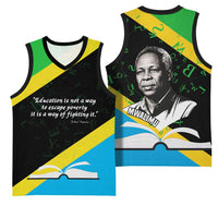 Julius Nyerere Basketball Jersey Education is a Way of Fighting Poverty Quote and Tanzanian Flag Alphabet - Wonder Print Shop