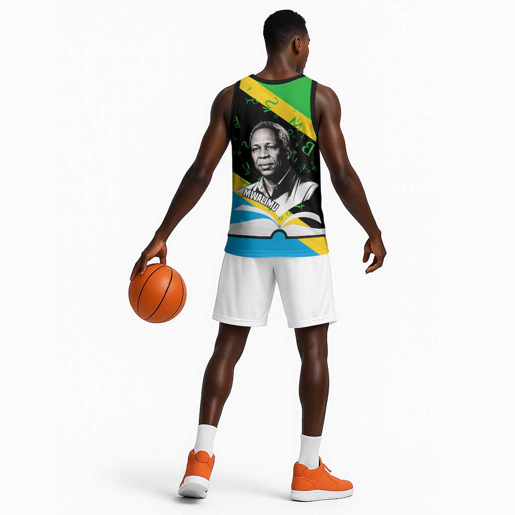 Julius Nyerere Basketball Jersey Education is a Way of Fighting Poverty Quote and Tanzanian Flag Alphabet - Wonder Print Shop
