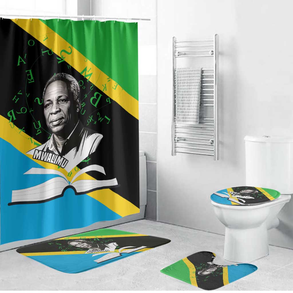 Julius Nyerere Bathroom Set Education is a Way of Fighting Poverty Quote and Tanzanian Flag Alphabet - Wonder Print Shop