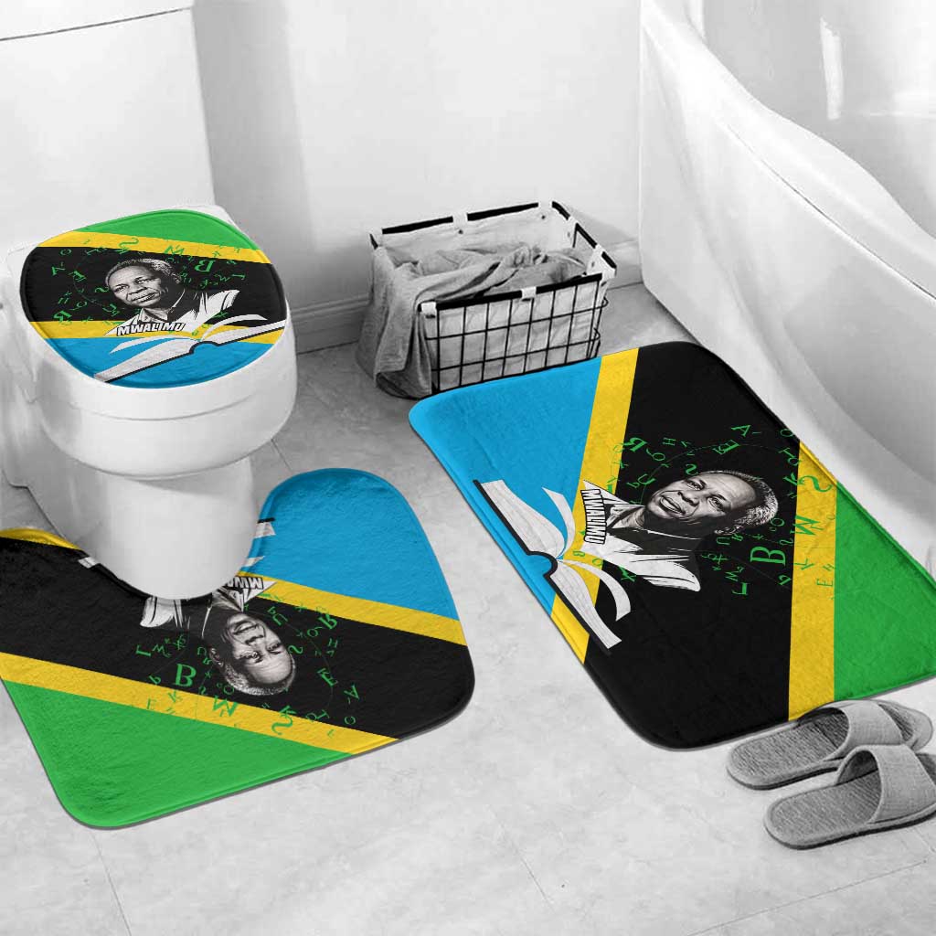 Julius Nyerere Bathroom Set Education is a Way of Fighting Poverty Quote and Tanzanian Flag Alphabet - Wonder Print Shop
