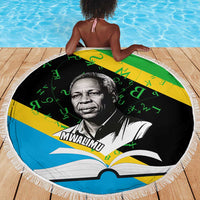Julius Nyerere Beach Blanket Education is a Way of Fighting Poverty Quote and Tanzanian Flag Alphabet - Wonder Print Shop