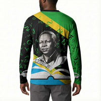 Julius Nyerere Button Sweatshirt Education is a Way of Fighting Poverty Quote and Tanzanian Flag Alphabet