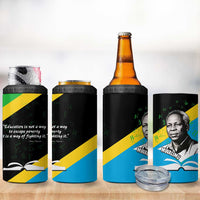Julius Nyerere 4 in 1 Can Cooler Tumbler Education is a Way of Fighting Poverty Quote and Tanzanian Flag Alphabet - Wonder Print Shop