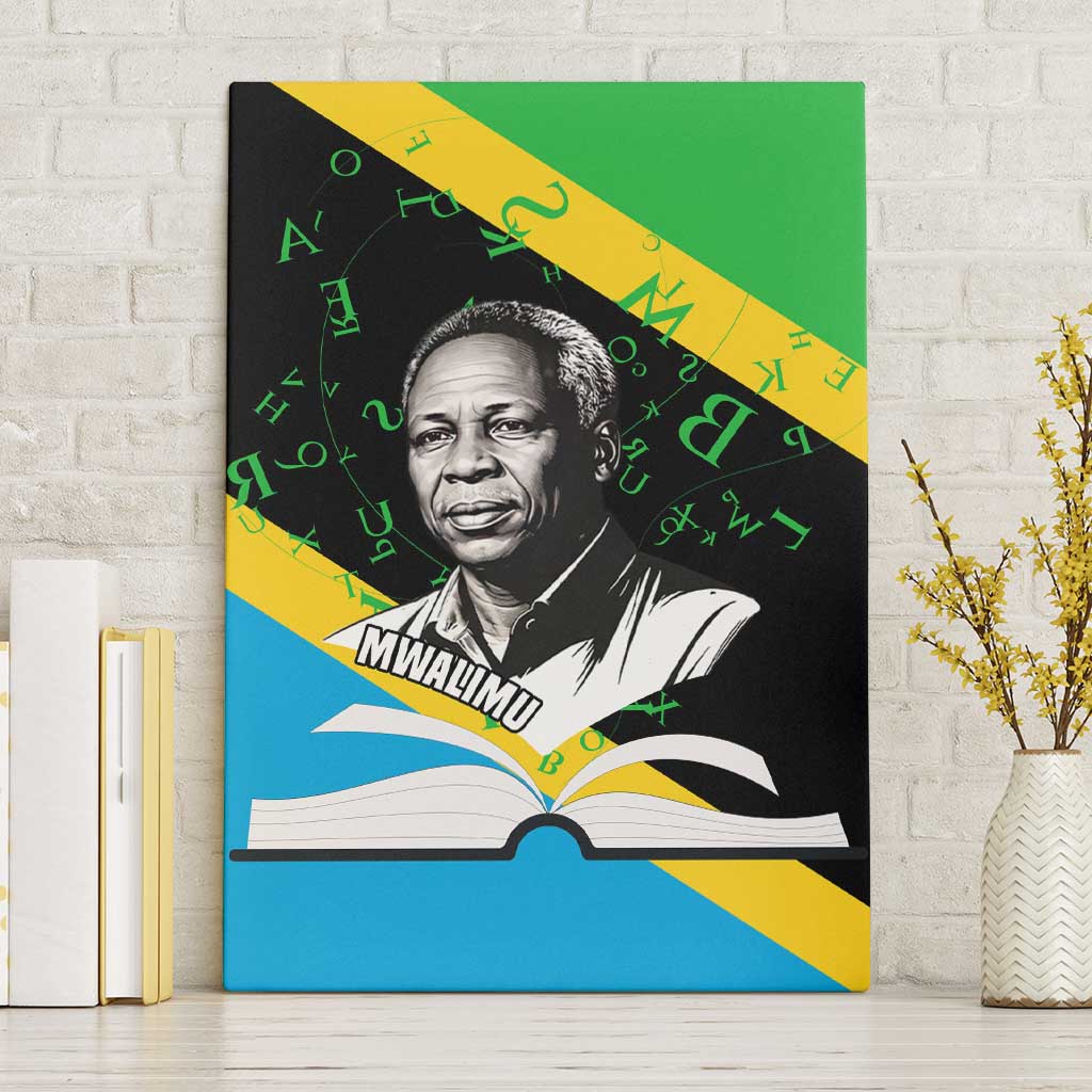 Julius Nyerere Canvas Wall Art Education is a Way of Fighting Poverty Quote and Tanzanian Flag Alphabet - Wonder Print Shop