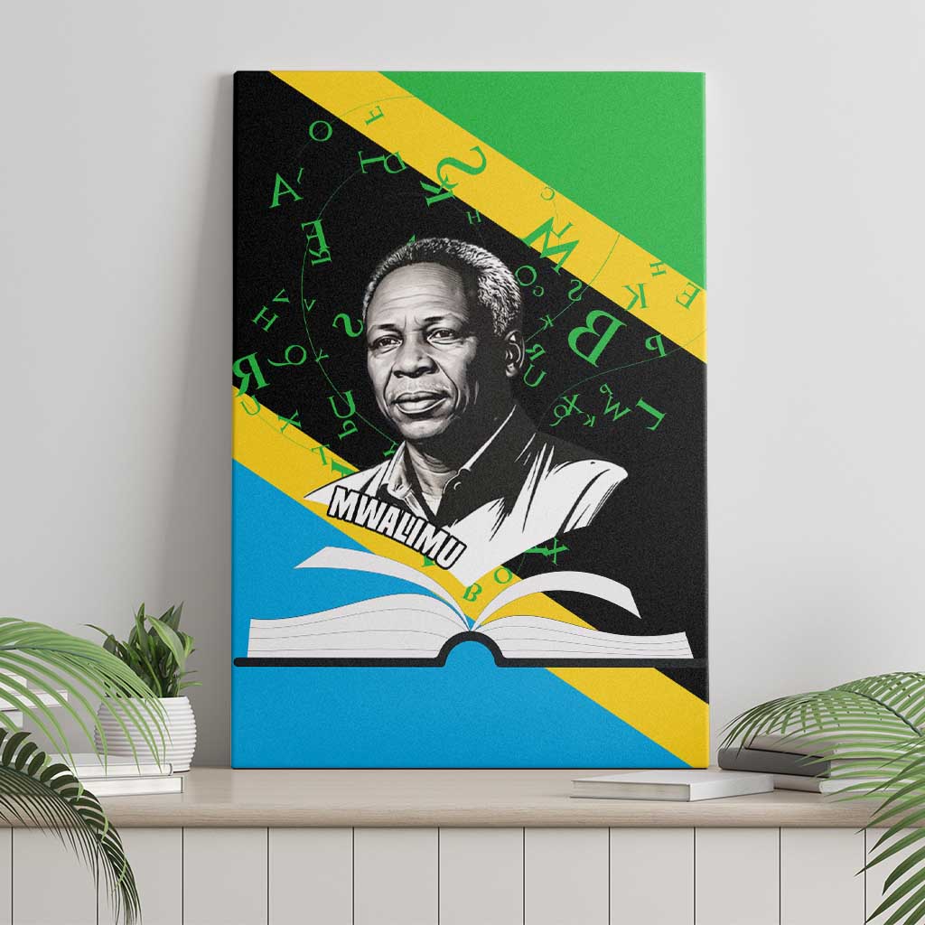 Julius Nyerere Canvas Wall Art Education is a Way of Fighting Poverty Quote and Tanzanian Flag Alphabet - Wonder Print Shop