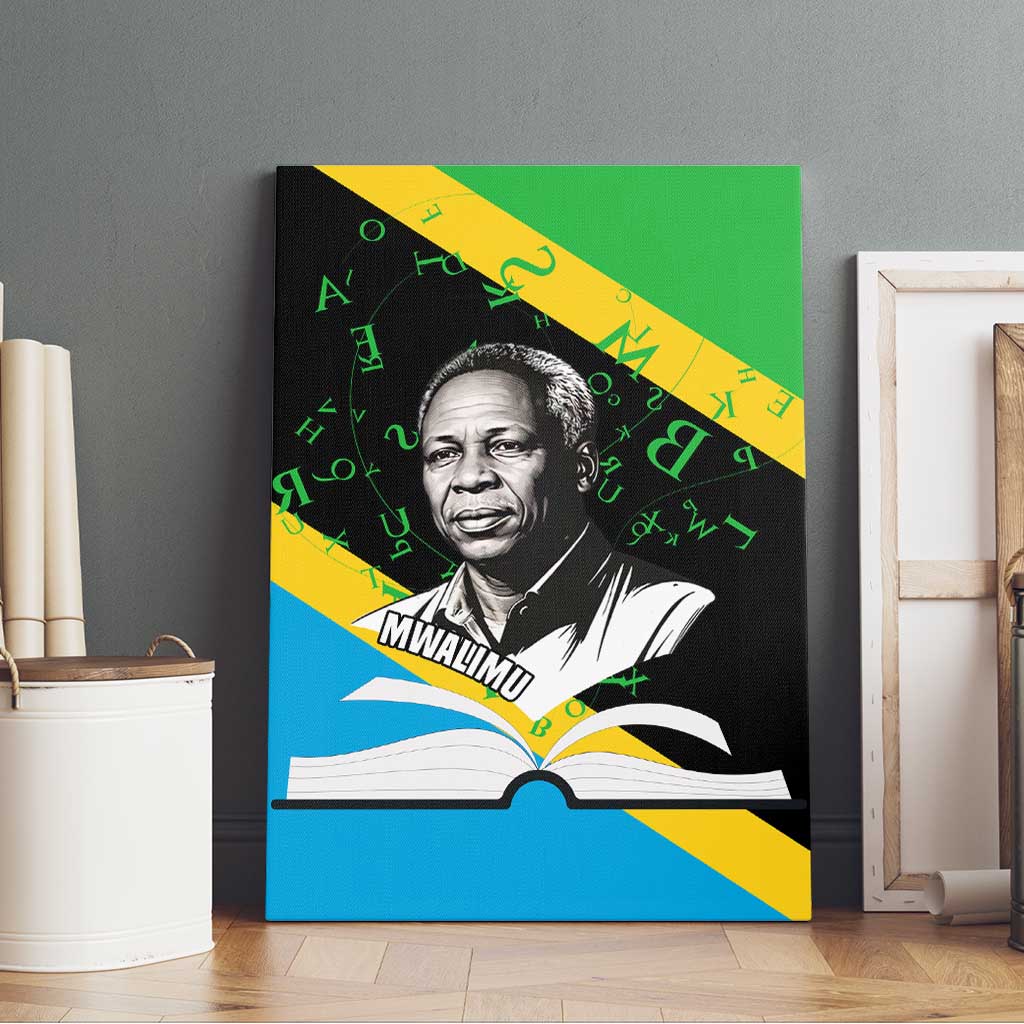 Julius Nyerere Canvas Wall Art Education is a Way of Fighting Poverty Quote and Tanzanian Flag Alphabet - Wonder Print Shop