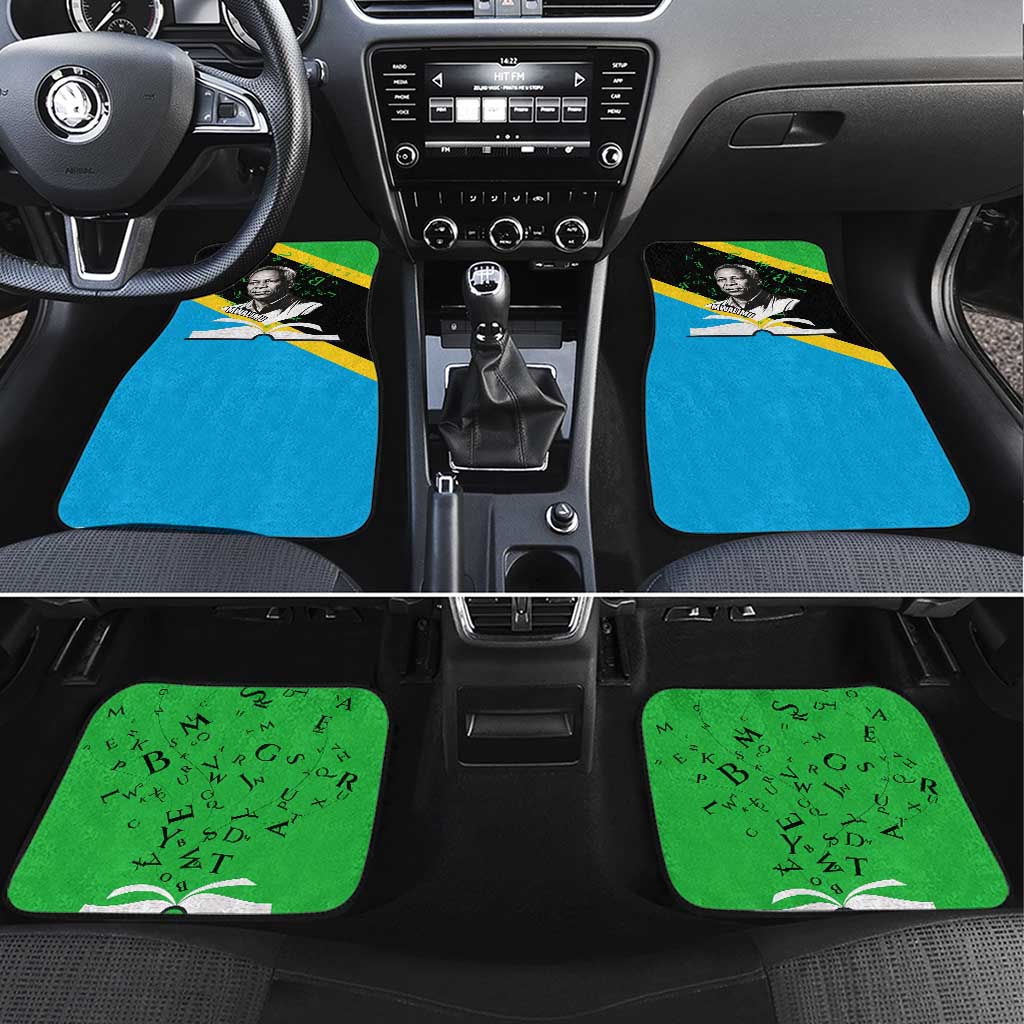 Julius Nyerere Car Mats Education is a Way of Fighting Poverty Quote and Tanzanian Flag Alphabet - Wonder Print Shop