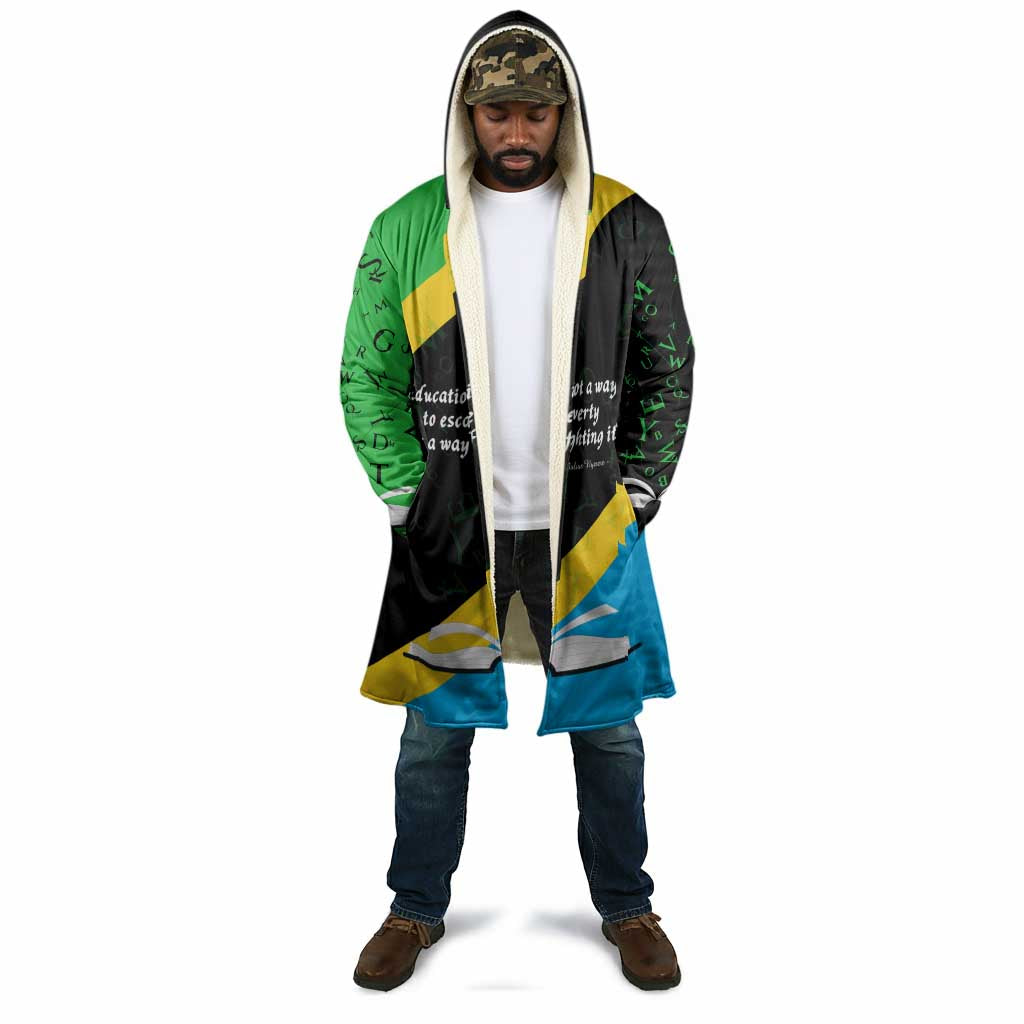 Julius Nyerere Cloak Education is a Way of Fighting Poverty Quote and Tanzanian Flag Alphabet - Wonder Print Shop