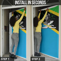 Julius Nyerere Door Cover Education is a Way of Fighting Poverty Quote and Tanzanian Flag Alphabet - Wonder Print Shop
