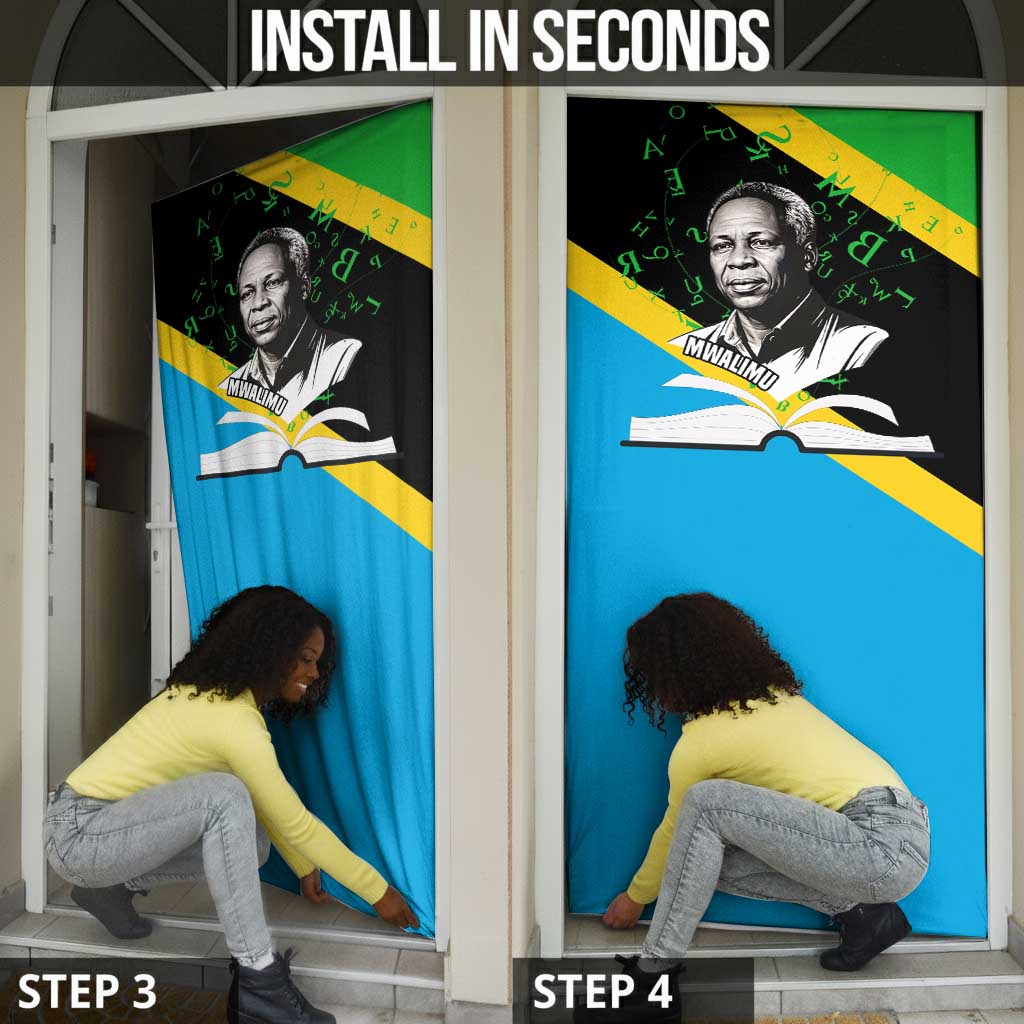 Julius Nyerere Door Cover Education is a Way of Fighting Poverty Quote and Tanzanian Flag Alphabet - Wonder Print Shop