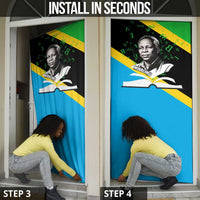 Julius Nyerere Door Cover Education is a Way of Fighting Poverty Quote and Tanzanian Flag Alphabet - Wonder Print Shop
