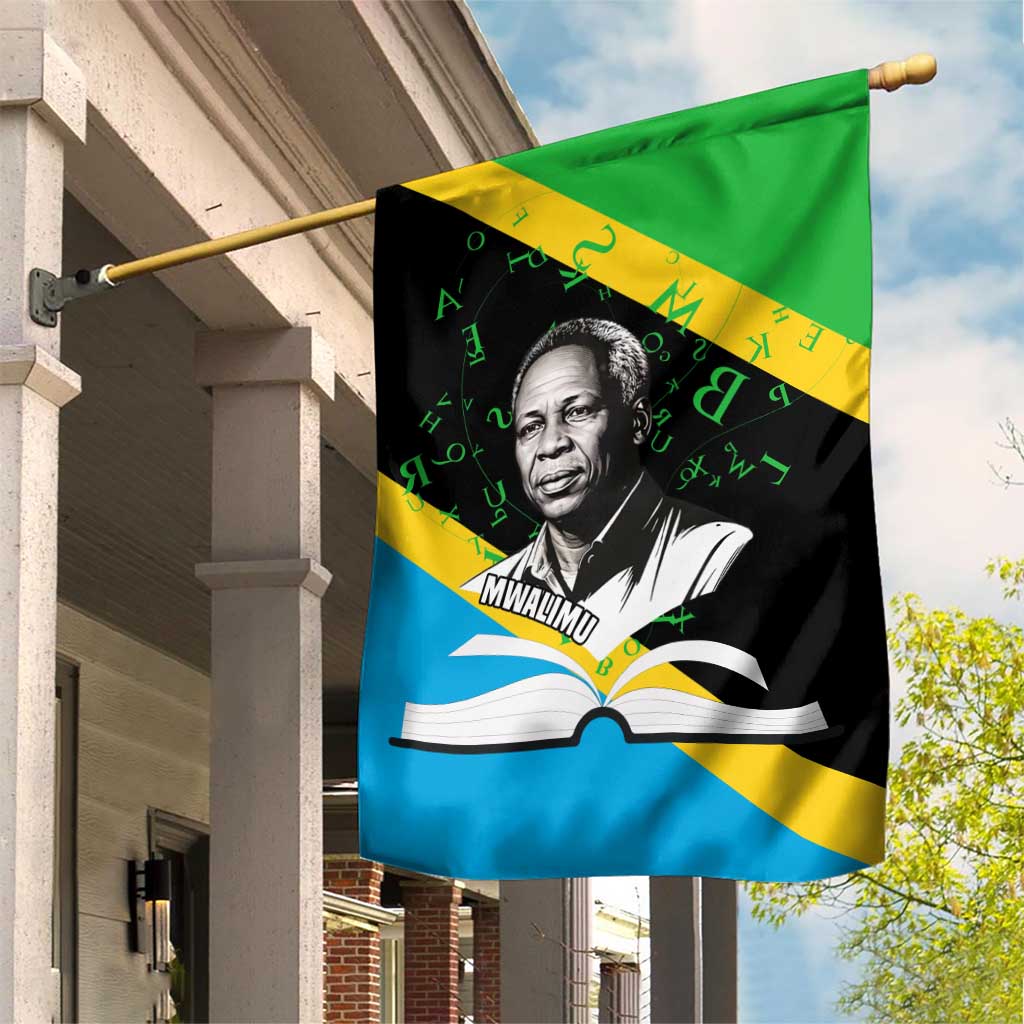 Julius Nyerere Garden Flag Education is a Way of Fighting Poverty Quote and Tanzanian Flag Alphabet - Wonder Print Shop