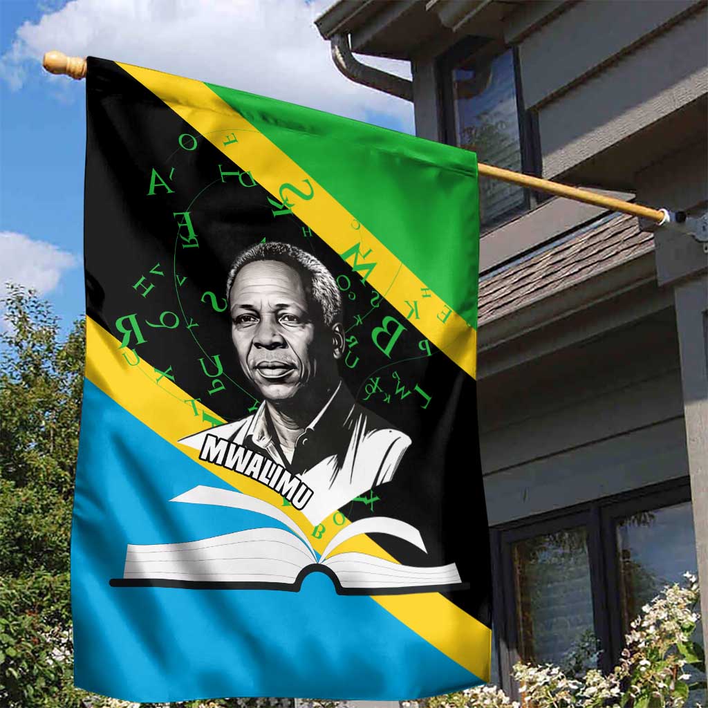 Julius Nyerere Garden Flag Education is a Way of Fighting Poverty Quote and Tanzanian Flag Alphabet - Wonder Print Shop