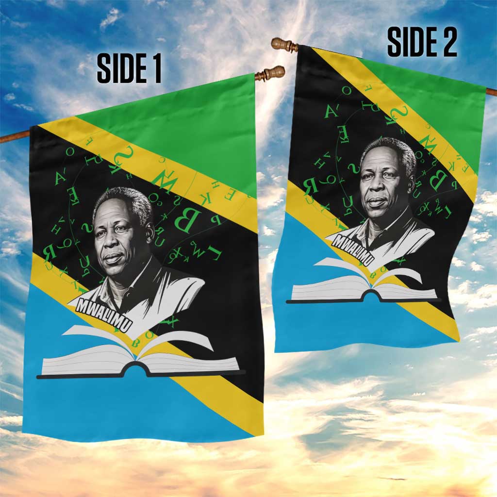 Julius Nyerere Garden Flag Education is a Way of Fighting Poverty Quote and Tanzanian Flag Alphabet - Wonder Print Shop