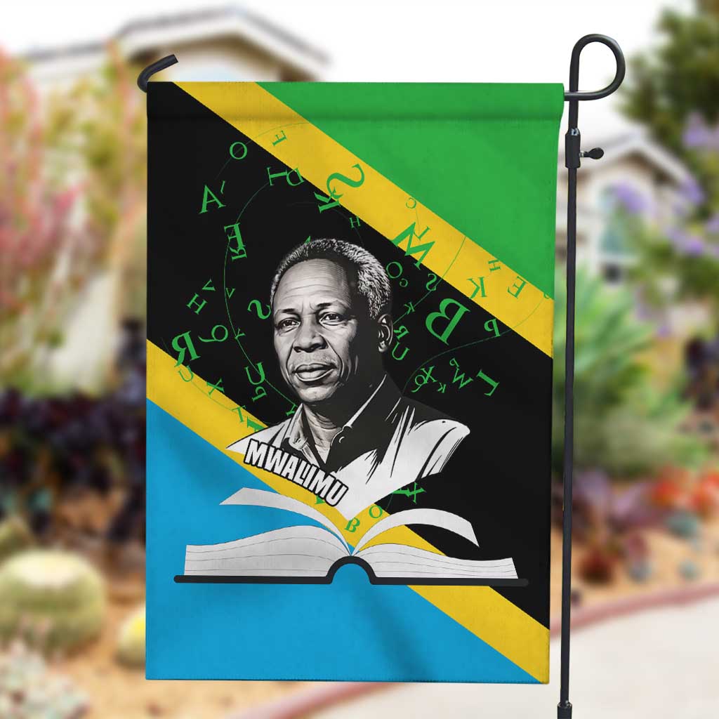 Julius Nyerere Garden Flag Education is a Way of Fighting Poverty Quote and Tanzanian Flag Alphabet - Wonder Print Shop
