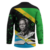 Julius Nyerere Hockey Jersey Education is a Way of Fighting Poverty Quote and Tanzanian Flag Alphabet - Wonder Print Shop