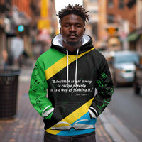 Julius Nyerere Hoodie Education is a Way of Fighting Poverty Quote and Tanzanian Flag Alphabet - Wonder Print Shop