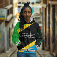 Julius Nyerere Hoodie Education is a Way of Fighting Poverty Quote and Tanzanian Flag Alphabet - Wonder Print Shop