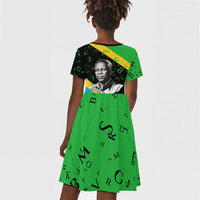 Julius Nyerere Kid Short Sleeve Dress Education is a Way of Fighting Poverty Quote and Tanzanian Flag Alphabet - Wonder Print Shop