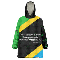 Julius Nyerere Kid Wearable Blanket Hoodie Education is a Way of Fighting Poverty Quote and Tanzanian Flag Alphabet - Wonder Print Shop