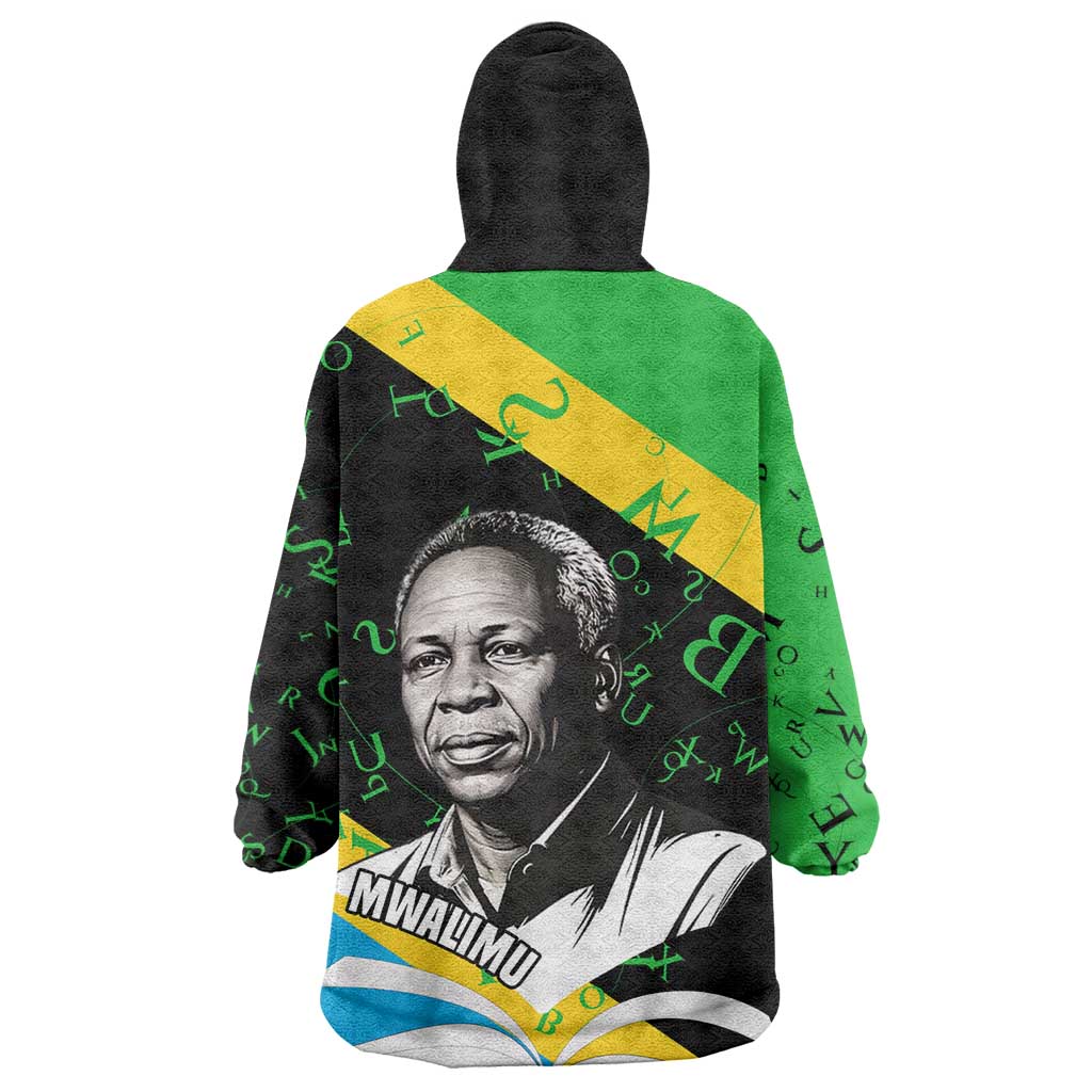 Julius Nyerere Kid Wearable Blanket Hoodie Education is a Way of Fighting Poverty Quote and Tanzanian Flag Alphabet - Wonder Print Shop