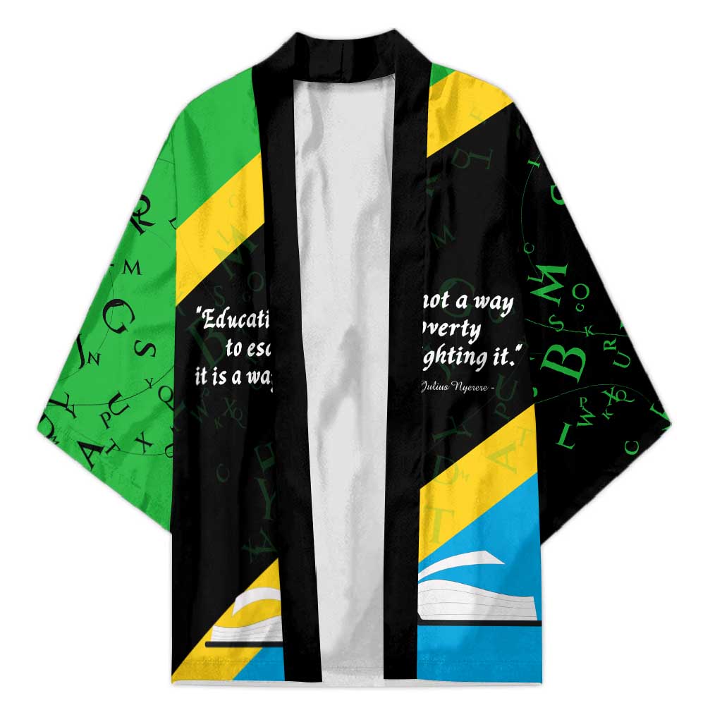 Julius Nyerere Kimono Education is a Way of Fighting Poverty Quote and Tanzanian Flag Alphabet - Wonder Print Shop