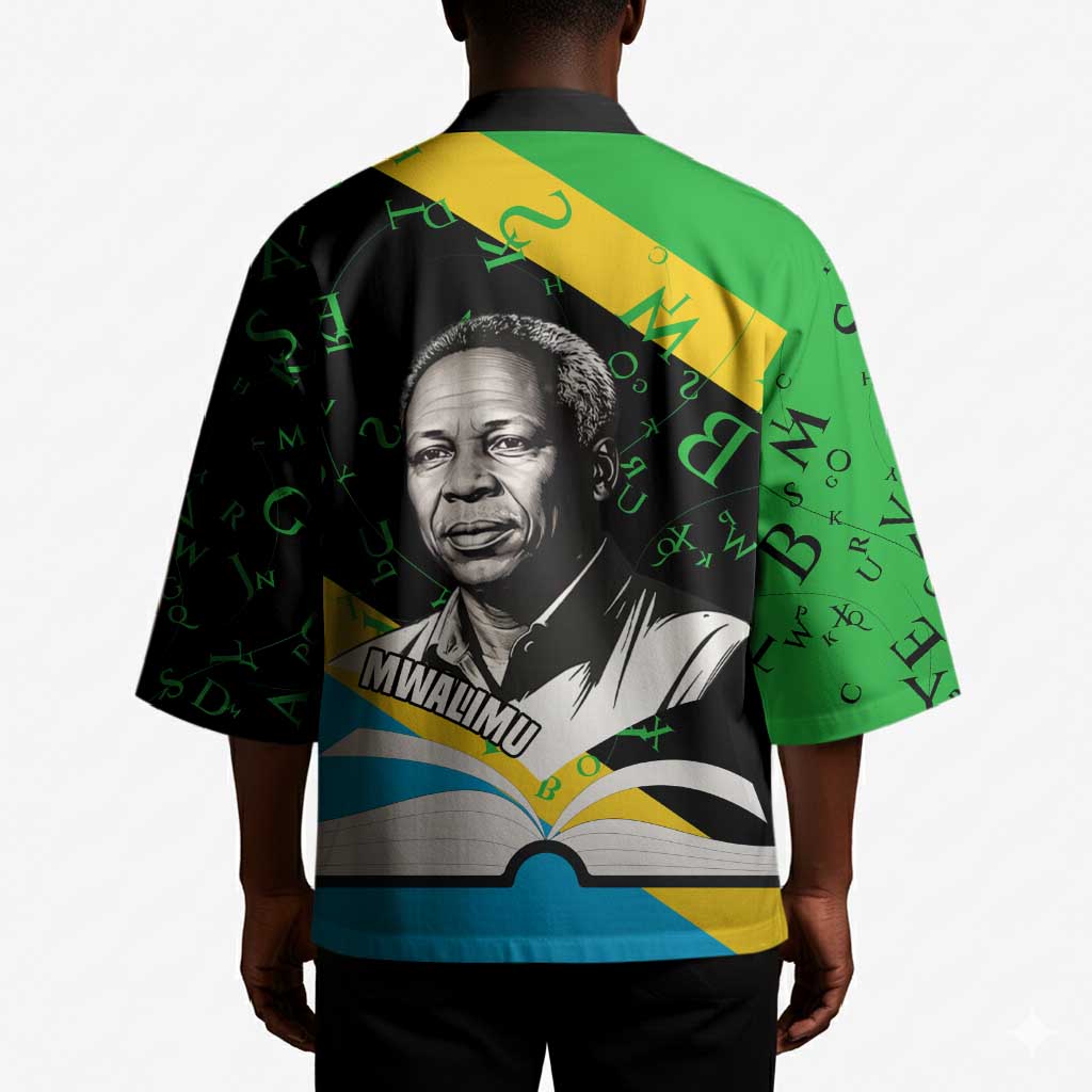Julius Nyerere Kimono Education is a Way of Fighting Poverty Quote and Tanzanian Flag Alphabet - Wonder Print Shop