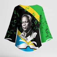 Julius Nyerere Kimono Sleeve Blouse Education is a Way of Fighting Poverty Quote and Tanzanian Flag Alphabet - Wonder Print Shop