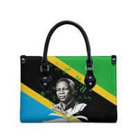 Julius Nyerere Leather Bag Education is a Way of Fighting Poverty Quote and Tanzanian Flag Alphabet - Wonder Print Shop
