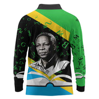 Julius Nyerere Long Sleeve Polo Shirt Education is a Way of Fighting Poverty Quote and Tanzanian Flag Alphabet - Wonder Print Shop