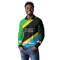 Julius Nyerere Long Sleeve Polo Shirt Education is a Way of Fighting Poverty Quote and Tanzanian Flag Alphabet - Wonder Print Shop