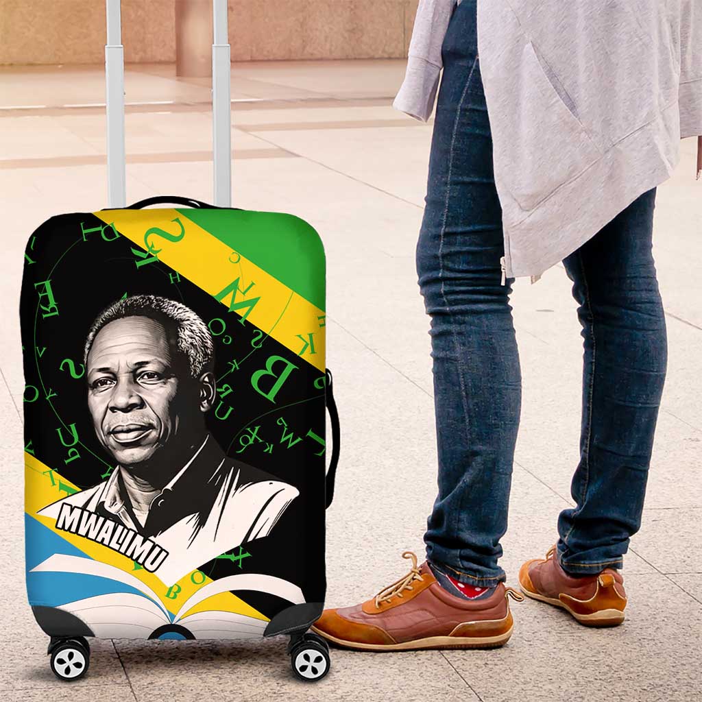 Julius Nyerere Luggage Cover Education is a Way of Fighting Poverty Quote and Tanzanian Flag Alphabet - Wonder Print Shop