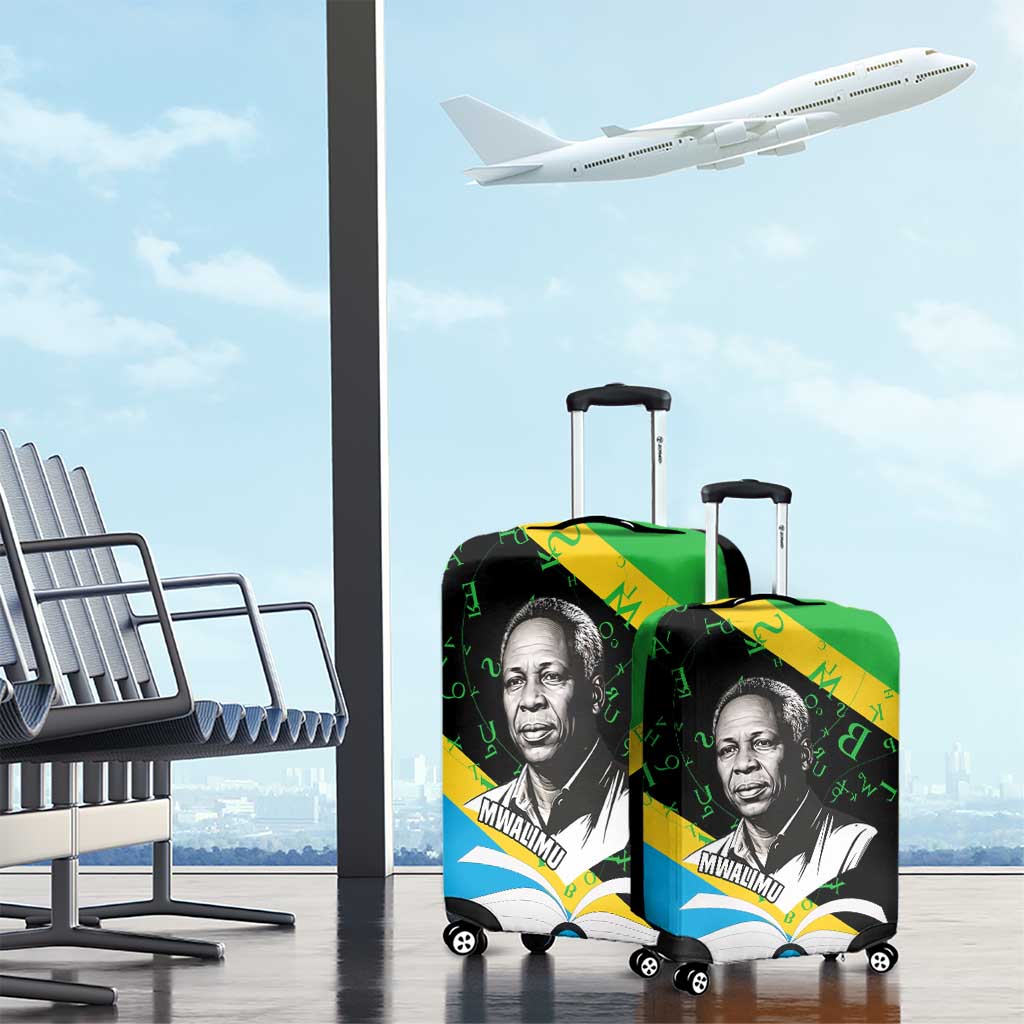 Julius Nyerere Luggage Cover Education is a Way of Fighting Poverty Quote and Tanzanian Flag Alphabet - Wonder Print Shop