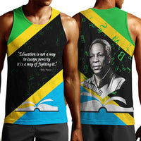 Julius Nyerere Men Tank Top Education is a Way of Fighting Poverty Quote and Tanzanian Flag Alphabet - Wonder Print Shop