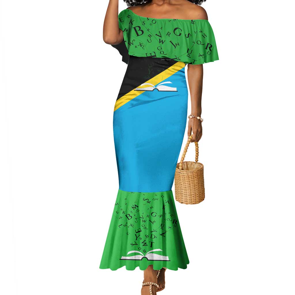 Julius Nyerere Mermaid Dress Education is a Way of Fighting Poverty Quote and Tanzanian Flag Alphabet - Wonder Print Shop