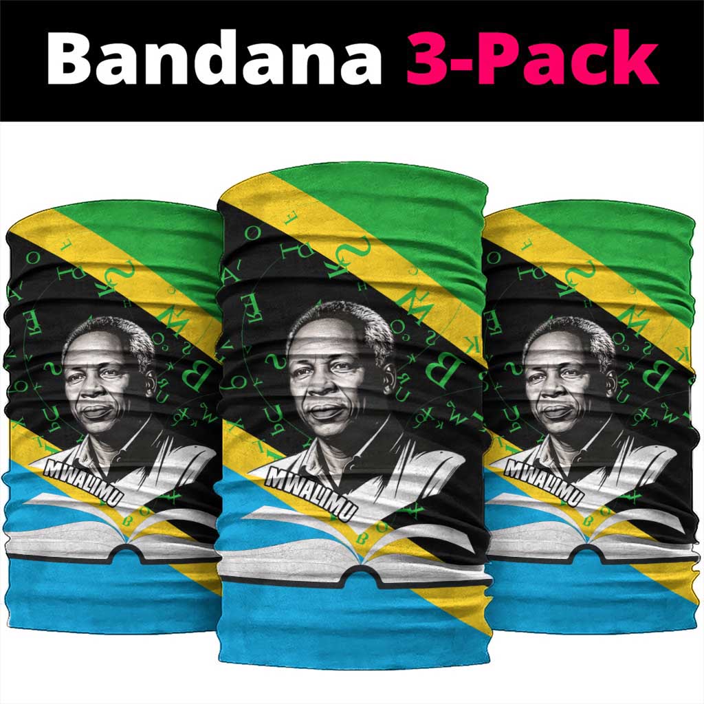 Julius Nyerere Neck Gaiter Education is a Way of Fighting Poverty Quote and Tanzanian Flag Alphabet - Wonder Print Shop