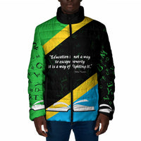 Julius Nyerere Padded Jacket Education is a Way of Fighting Poverty Quote and Tanzanian Flag Alphabet - Wonder Print Shop
