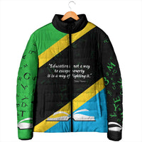 Julius Nyerere Padded Jacket Education is a Way of Fighting Poverty Quote and Tanzanian Flag Alphabet - Wonder Print Shop