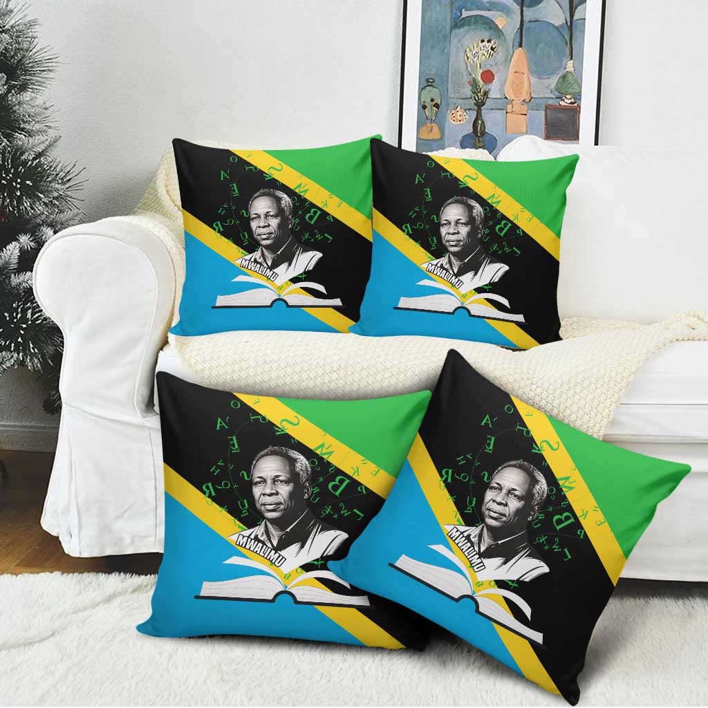 Julius Nyerere Pillow Cover Education is a Way of Fighting Poverty Quote and Tanzanian Flag Alphabet - Wonder Print Shop