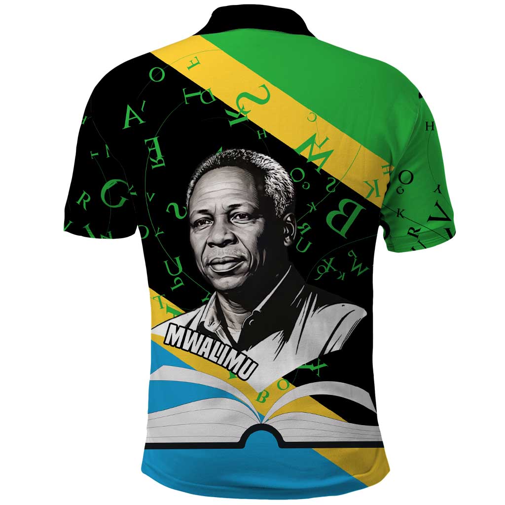 Julius Nyerere Polo Shirt Education is a Way of Fighting Poverty Quote and Tanzanian Flag Alphabet - Wonder Print Shop