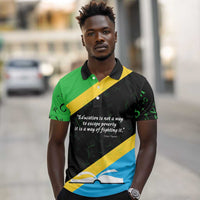 Julius Nyerere Polo Shirt Education is a Way of Fighting Poverty Quote and Tanzanian Flag Alphabet - Wonder Print Shop