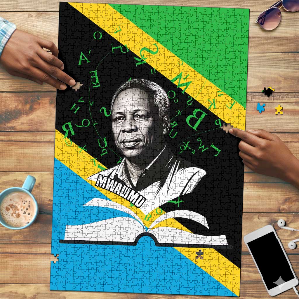 Julius Nyerere Puzzle Education is a Way of Fighting Poverty Quote and Tanzanian Flag Alphabet - Wonder Print Shop